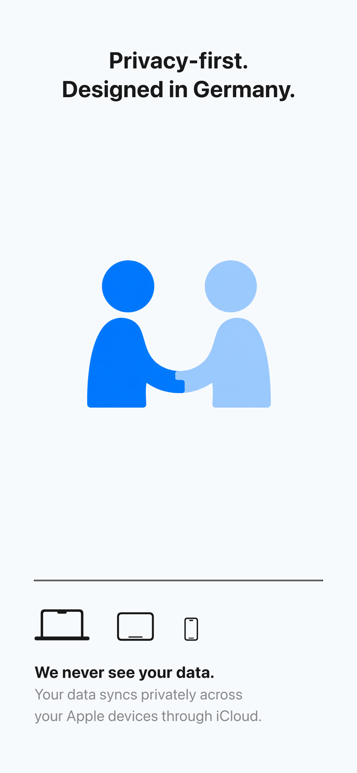 Pochete data syncs privately across Apple devices through iCloud